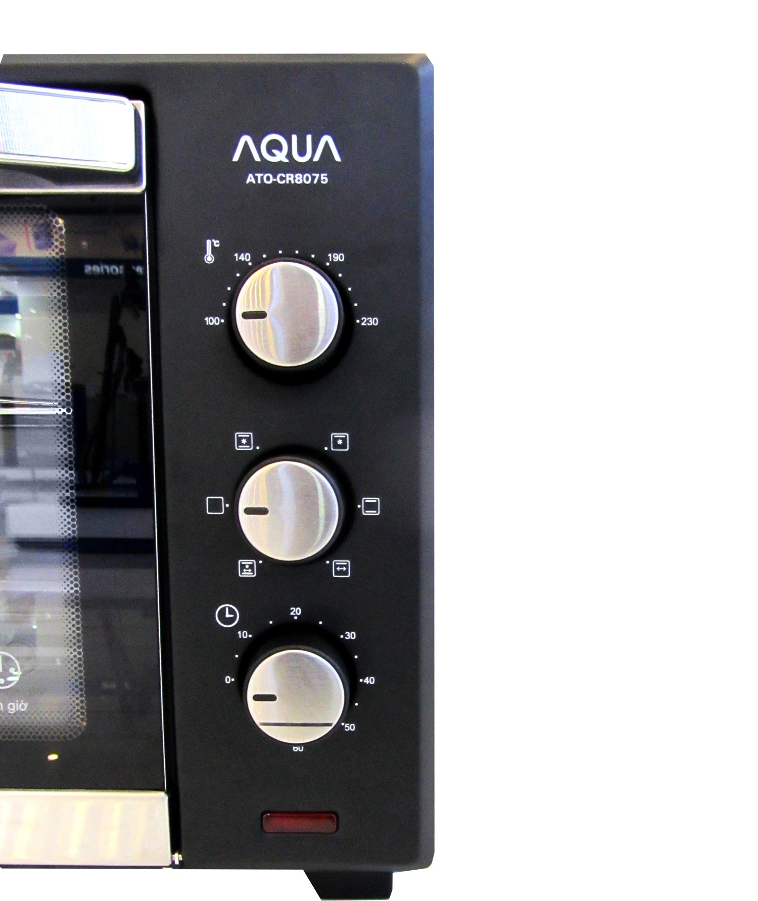 LÒ NƯỚNG 45L Aqua ATO-CR8075 có chức năng nướng đối lưu nhiệt và 6 chức năng nướng hiện đại chất liệu lò nướng bằng inox bền chắc cửa kiếng 2 lớp an toàn với người sử dụng