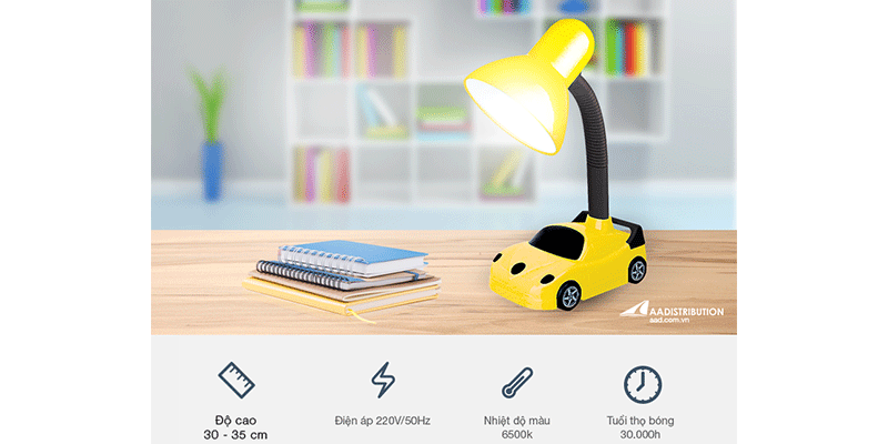 Đèn bàn ĐIỆN QUANG DQ DKL 05 B là mẫu thiết kế ngộ nghĩnh và sáng tạo sản phẩm đèn bàn dành riêng cho lứa tuổi học sinh cấp tiểu học và trung học cơ sở. 